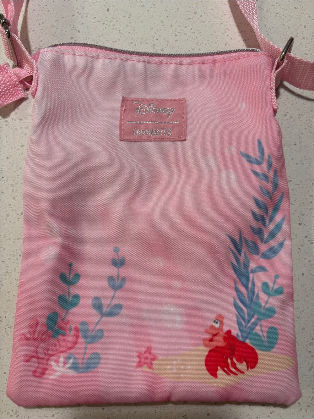 Loungefly x Disney Pink Ariel-Theme Crossbody Bag with Teal Seaweed Accents